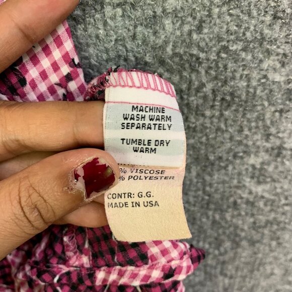 Cut Loose Sleeveless Floral Checkered Dress Pink Size Large USA MADE - Picture 9 of 12